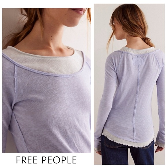 Free People Tops - ♥️ FREE PEOPLE We The Free Two’s a Charm Tee “Layered” Ultra Soft Shirt NWTS-$80